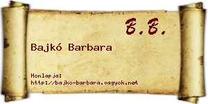 Bajkó Barbara névjegykártya