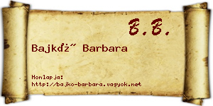 Bajkó Barbara névjegykártya